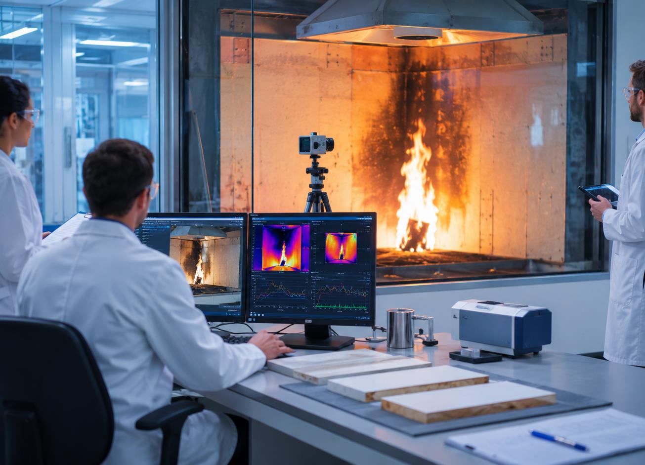 Illustratives Testlabor-Kommunikationsvisual für PURE FIRE PROTECT