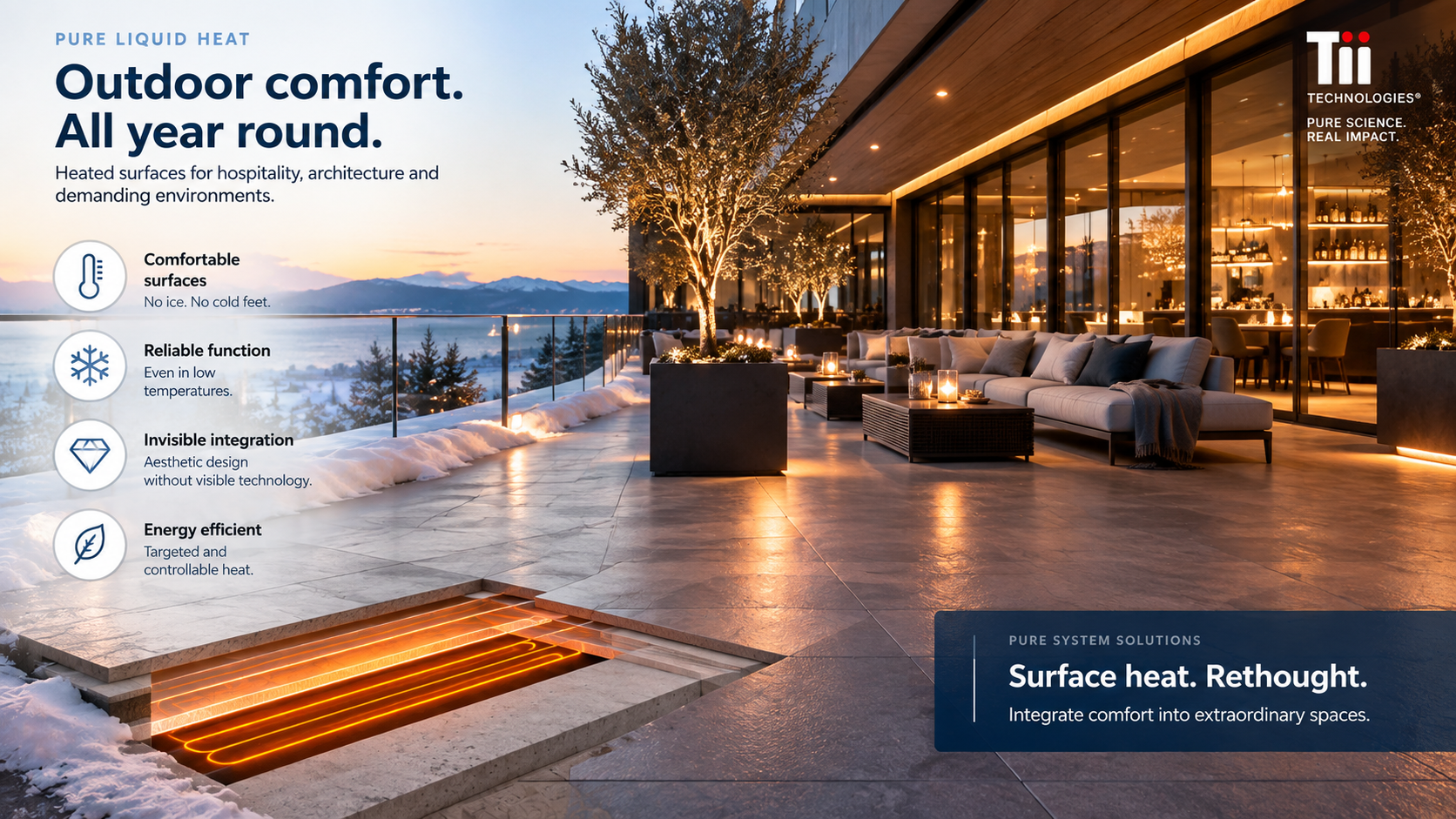 PURE LIQUID HEAT application concept for outdoor and hospitality