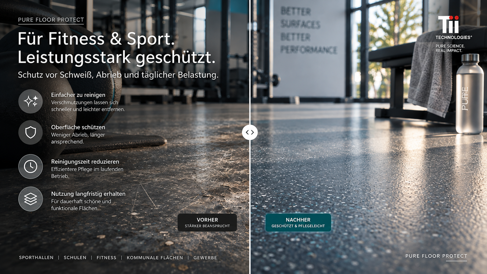 Illustratives Vorher-/Nachher-Anwendungsvisual für FITNESS & SPORT