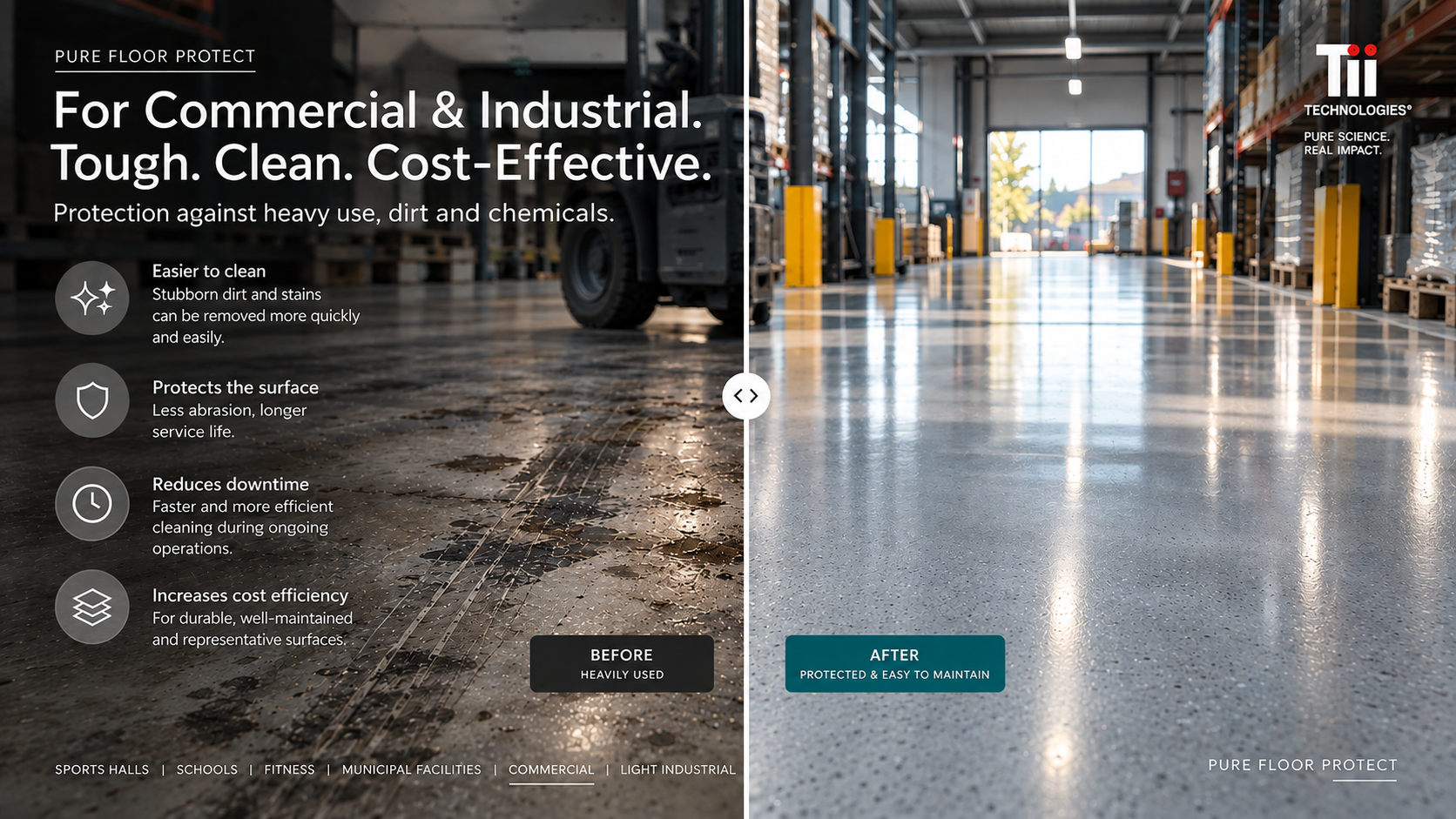 Illustrative before-and-after application visual for COMMERCIAL