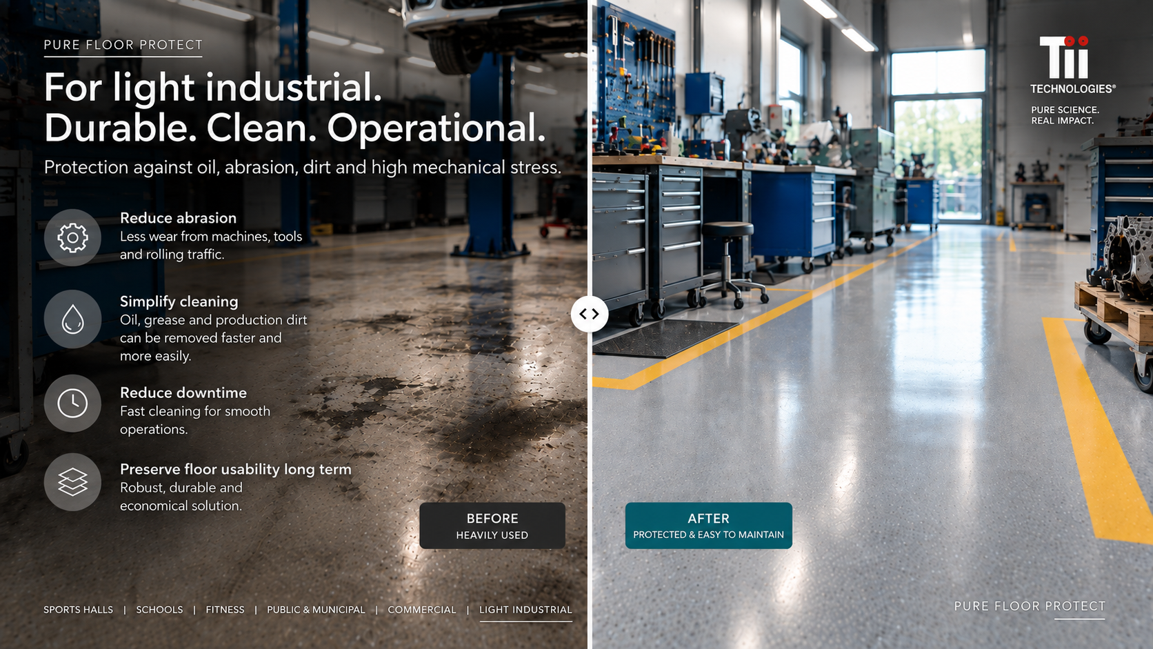 Illustrative before-and-after application visual for LIGHT INDUSTRIAL