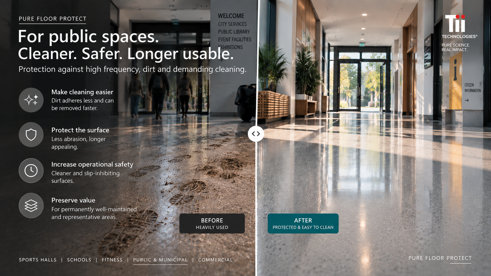 Illustrative before-and-after application visual for PUBLIC & MUNICIPAL