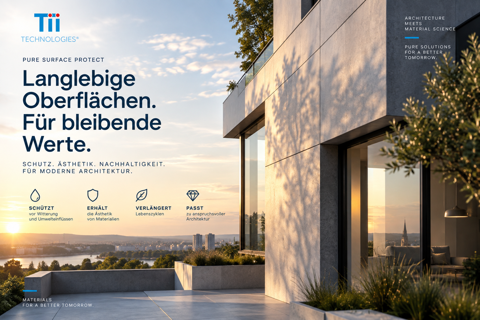 PURE SURFACE PROTECT – illustratives Anwendungskonzept für moderne Architektur und Fassaden